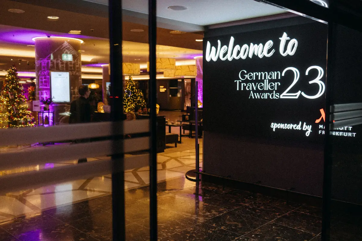 Welcome screen of the German Traveller Awards 23